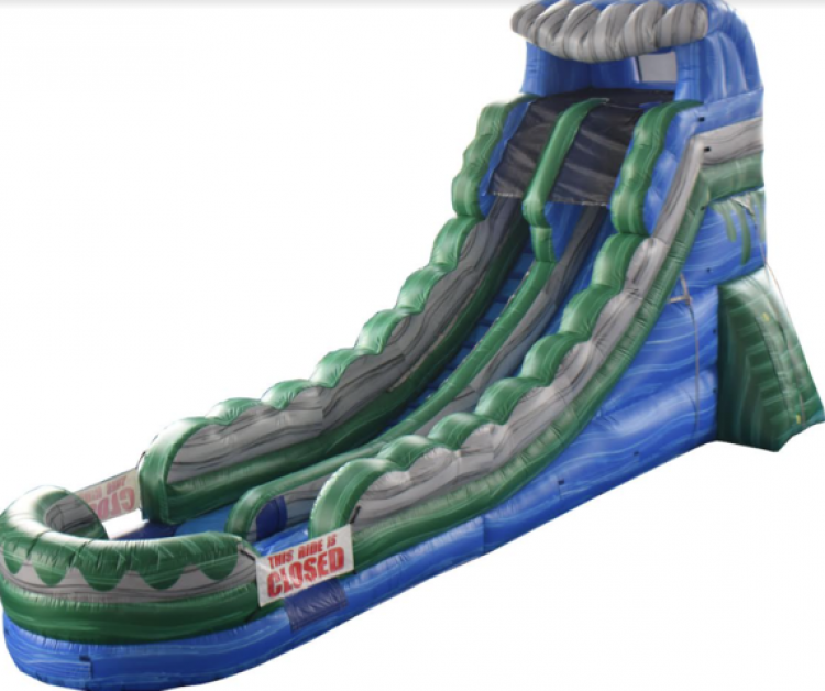 18 ft Single Lane Wave Marble Blue Water Slide