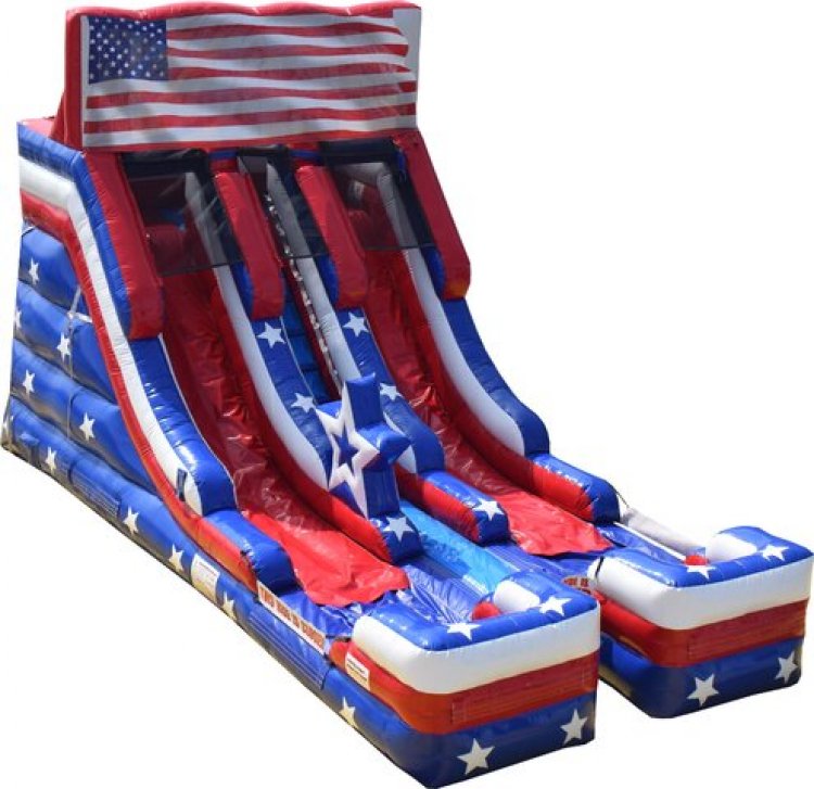 16 ft Double Lane Old Glory Water Slide