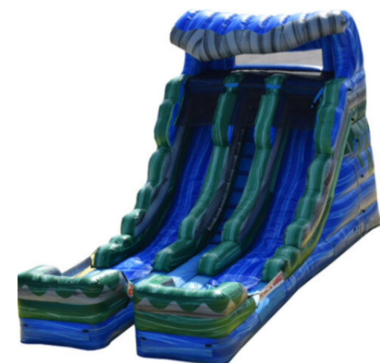 16 ft Double Lane Wave Marble Blue Water Slide