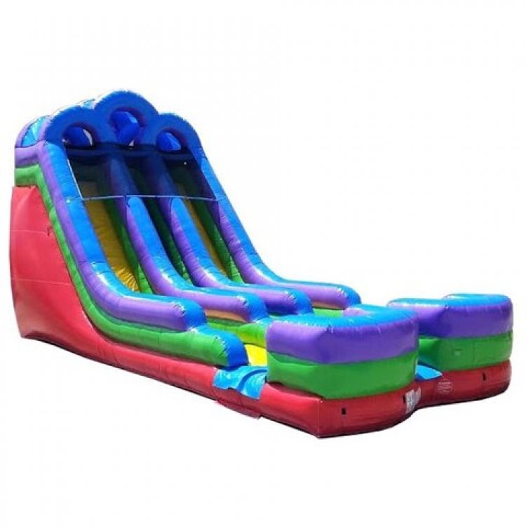 18 ft Double Lane Retro Rainbow Water Slide