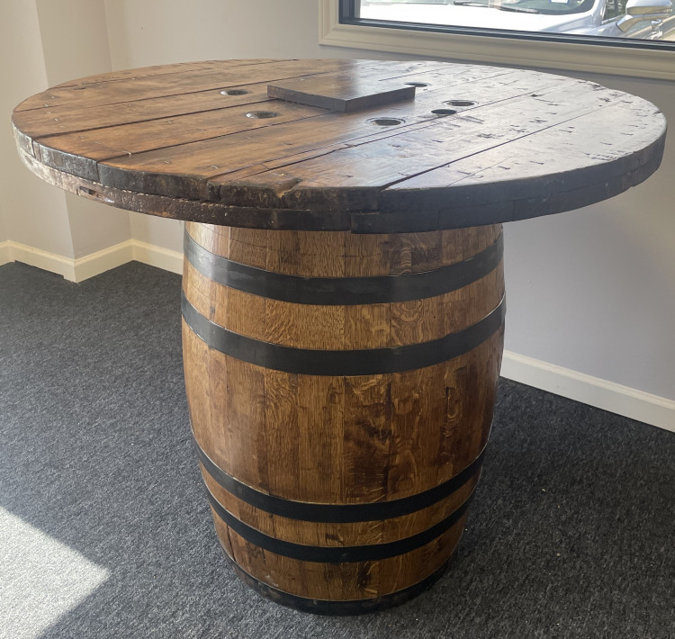 Rustic Cocktail Whiskey Barrel Tables