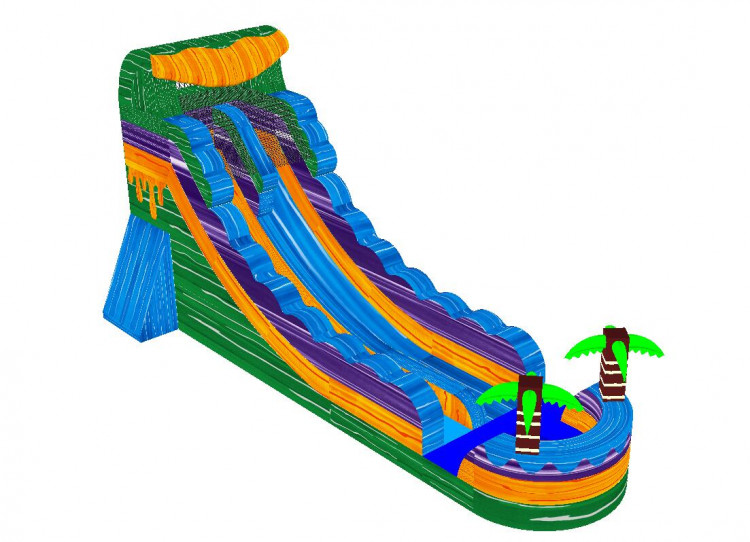 18 ft Single Lane Green Oasis Water Slide-#35